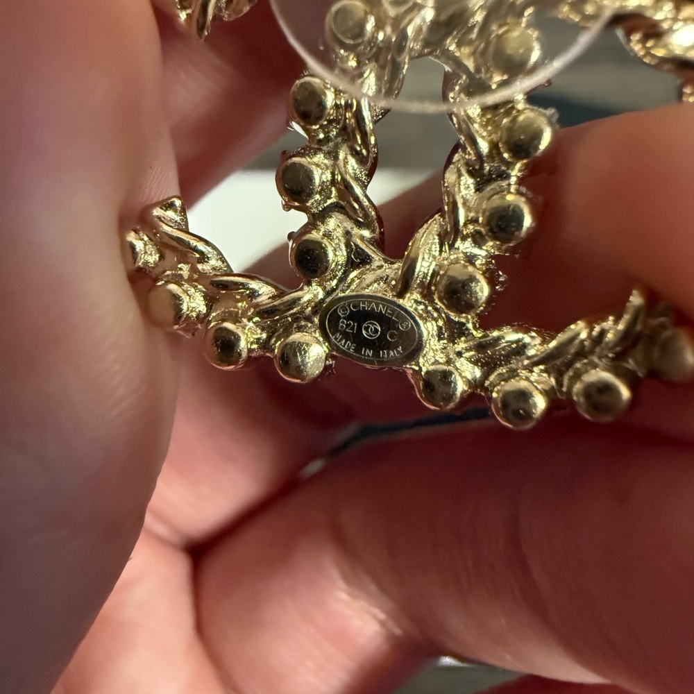 Chanel Large Gold Statement Crystal Cc Earrings - image 6